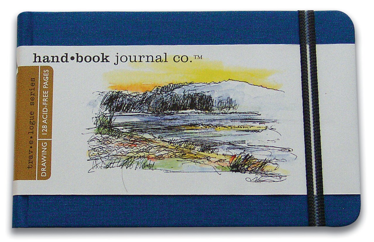 Global Art Handbook Travelogue Artist Journal, Pocket Landscape, 5.5" X 3.5", Ultramarine Blue